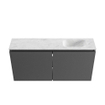 MONDIAZ TURE-DLUX 100cm toiletmeubel Dark Grey. EDEN wastafel Opalo positie rechts. Met 1 kraangat. SW1104307