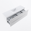 MONDIAZ VICA 150cm badmeubel onderkast Talc 2 lades. Wastafel CLOUD midden zonder kraangat, kleur Talc. SW1381820