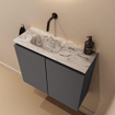 MONDIAZ TURE-DLUX 60cm toiletmeubel Dark Grey. EDEN wastafel Glace positie links. Zonder kraangat. SW1103210