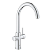 GROHE Blue Home Keukenkraan - C-uitloop - 1-gats - filterfunctie - plat licht en bruisend water - chroom SW228367