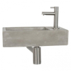 Differnz Juti fonteinset - 38.5x18.5x9cm - Rechthoek - 1 kraangat - Chroom - Beton Grijs SW84143