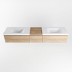 MONDIAZ BUKLA 200cm badmeubel met module 40 kleur Washed Oak met 3 lades. Wastafel CLOUD dubbel 2 kraangaten kleur Talc. SW1382146