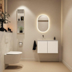 MONDIAZ TURE-DLUX 80cm toiletmeubel Talc. EDEN wastafel Opalo positie links. Zonder kraangat. SW1104140