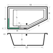 Xenz Society 160 ligbad - 160x90cm - met overloop - zonder afvoer - Hoekopstelling links - Acryl Ebony mat SW103349