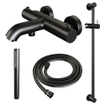 Brauer Black Edition Badkraan Opbouw - glijstang - 2 functies - 2 gladde knoppen - handdouche staaf 1 stand - mat zwart SW1164671