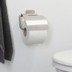 Tiger Colar Toiletrolhouder - met klep - zelfklevend - geborsteld RVS SW106812