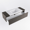 Mondiaz BUKLA Badkamermeubelset - 120x45x34cm - 1 kraangat - wasbak midden - solid surface - Talc - greeploos - 1 lade - Melamine - Dark brown SW704859