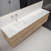 MONDIAZ VICA Badkamermeubelset - 200cm - 4 lades - wasbak Cloud links - 0 kraangaten - solid surface washed oak SW410427