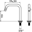 Clou Kaldur kranen chroom fonteinkraan 4.5x19.7cm rechts SW106878