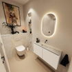MONDIAZ HOPE Toiletplaat Set - solid surface achterwand - 100x125cm - Planchet 100x23cm - voorgeboord - Ostra SW1105161