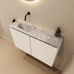 MONDIAZ TURE-DLUX 80cm toiletmeubel Talc. EDEN wastafel Glace positie links. Zonder kraangat. SW1103103