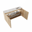 MONDIAZ TURE-DLUX 100cm toiletmeubel Washed Oak. EDEN wastafel Glace positie rechts. Met 1 kraangat. SW1103626