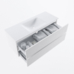 MONDIAZ VICA 120cm badmeubel onderkast Talc 2 lades. Wastafel CLOUD midden 1 kraangat, kleur Talc. SW1381892