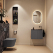 MONDIAZ TURE-DLUX 60cm toiletmeubel Dark Grey. EDEN wastafel Lava positie rechts. Met 1 kraangat. SW1103783