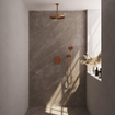 BRAUER Copper Edition thermostatische Inbouw Regendouche - 3-weg - rond - set 84 - 30cm hoofddouche - plafondarm - 3-standen handdouche - doucheslang - wandaansluitbocht - koper geborsteld PVD SW1159258