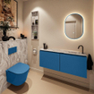 MONDIAZ TURE-DLUX 120cm toiletmeubel Jeans. EDEN wastafel Glace positie rechts. Met 1 kraangat. SW1103323