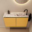 MONDIAZ TURE-DLUX 80cm toiletmeubel Ocher. EDEN wastafel Glace positie rechts. Met 1 kraangat. SW1103391