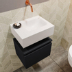 MONDIAZ ANDOR Toiletmeubel - 40x30x30cm - 0 kraangaten - 1 lades - urban mat - wasbak rechts - Solid surface - Wit SW473922