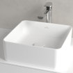 Villeroy & Boch Collaro opzetwastafel vierkant 38x38cm zonder overloop zonder kraangat ceramic+ stone white SW336078
