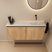 MONDIAZ TURE-DLUX 100cm toiletmeubel Washed Oak. EDEN wastafel Opalo positie rechts. Zonder kraangat. SW1104642