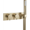 Crosswater MPRO inbouw thermostatisch badkraan horizontaal 2 functies met handdouche set inclusief vulcombinatie in geborsteld messing (goud) SW223269