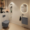 MONDIAZ TURE-DLUX 40cm toiletmeubel Dark Grey. EDEN wastafel Opalo positie rechts. Met 1 kraangat. SW1104242