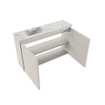 MONDIAZ TURE-DLUX 80cm toiletmeubel Linen. EDEN wastafel Glace positie links. Zonder kraangat. SW1105227