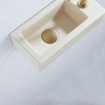 QeramiQ Fuente Fonteinset - 37.5x18.5x9cm - keramiek - kraangat rechts - fonteinkraan geborsteld messing - afvoerplug - verlaagd sifon - Mat Beige SW1232758