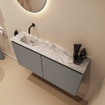 MONDIAZ TURE-DLUX 100cm toiletmeubel Smoke. EDEN wastafel Glace positie links. Zonder kraangat. SW1103548