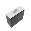 MONDIAZ TURE-DLUX 60cm toiletmeubel Dark Grey. EDEN wastafel Ostra positie midden. Zonder kraangat. SW1104816