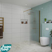 FugaFlow Eccelente Vetro inloopdouche badkamer - 80x200cm - ribbelglas - wandarm - geborsteld koper - SW1125081