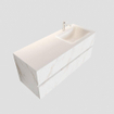 MONDIAZ VICA Badkamermeubelset - 120cm - 2 lades - wasbak Cloud rechts - 1 kraangat - solid surface carrara marmer SW410342