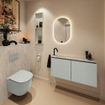 MONDIAZ TURE-DLUX 100cm toiletmeubel Greey. EDEN wastafel Opalo positie links. Met 1 kraangat. SW1104372