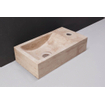 Forzalaqua Venetia fonteinbak 40x22x10cm wasbak links 1 kraangat rechts Natuursteen Travertin gezoet SW67671