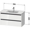 Duravit Ketho 2 wastafelonderbouwkast met 2 laden 98.4x45.5x54.9cm met grepen antraciet donker noten mat SW772218