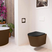 MONDIAZ LAVIE wandclosetpack - 36x53cm - diepspoel - rimless - Rust (bruin) - softclose - quick-release - toiletzitting - Urban (zwart) SW1208747