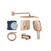 Grohe Grohtherm regendoucheset inbouw - hoofddouche vierkant - handdouche vierkant - gebogen wandarm - warm sunset SW1235216