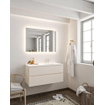 MONDIAZ VICA Badkamermeubelset - 100cm - 2 lades - wasbak Cloud rechts - 1 kraangat - solid surface linen SW410977