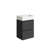 Xellanz Mini onderkast met 2 laden 45 cm mat zwart en wastafel keramiek glans wit SW917262