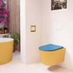 MONDIAZ LAVIE wandclosetpack - 36x53cm - diepspoel - rimless - Ocher (geel) - softclose - quick-release - toiletzitting - Jeans (blauw) SW1208639