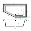 Xenz Society 160 ligbad - 160x90cm - met overloop - zonder afvoer - Hoekopstelling rechts - Acryl - Pergamon SW103351