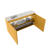 MONDIAZ TURE-DLUX 100cm toiletmeubel Ocher. EDEN wastafel Glace positie links. Zonder kraangat. SW1103379