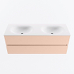 MONDIAZ VICA Badkamermeubelset - 130cm - onderkast rosee- 2 lades - wastafel moon dubbel - zonder kraangaten - 60cm hoge versie - talc SW1080365