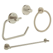 GROHE Essentials accessoireset 4-delig met handdoekring, handdoekhouder, handdoekhaak en toiletrolhouder zonder klep geborsteld Nikkel SW529112