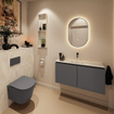 MONDIAZ TURE-DLUX 100cm toiletmeubel Dark Grey. EDEN wastafel Ostra positie midden. Zonder kraangat. SW1104829