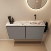 MONDIAZ TURE-DLUX 100cm toiletmeubel Smoke. EDEN wastafel Glace positie rechts. Zonder kraangat. SW1103580