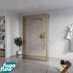 FugaFlow Eccelente Vetro Vrijstaande inloopdouche badkamer - 120x200cm - Rookglas - antikalk - 8mm veiligheidsglas - 2 zijwanden 30cm - met wandarmen en hoekprofielen - Messing geborsteld (goud) - SW1125418