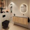 MONDIAZ TURE-DLUX 120cm toiletmeubel Washed Oak. EDEN wastafel Opalo positie rechts. Zonder kraangat. SW1104649