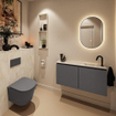 MONDIAZ TURE-DLUX 100cm toiletmeubel Dark Grey. EDEN wastafel Ostra positie rechts. Met 1 kraangat. SW1104805
