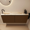 MONDIAZ TURE-DLUX 120cm toiletmeubel Rust. EDEN wastafel Frappe positie links. Met 1 kraangat. SW1102992